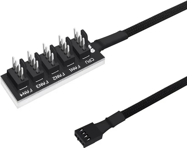 Alt view image 3 of 6 - Fan Hub Splitter Extension Cable, 1 to 5 Way Power Supply Cable PWM PC Motherboard Case Fan Power Adapter Extension Cord Hub for Desktop Computer Case 4-Pin and 3-Pin Cooling Fan