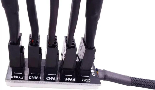 Alt view image 6 of 6 - Fan Hub Splitter Extension Cable, 1 to 5 Way Power Supply Cable PWM PC Motherboard Case Fan Power Adapter Extension Cord Hub for Desktop Computer Case 4-Pin and 3-Pin Cooling Fan