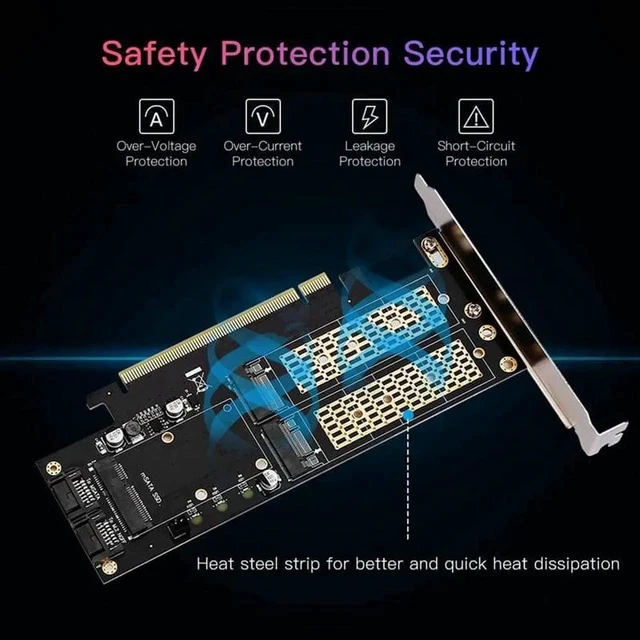 Alt view image 4 of 5 - 3 in 1 NGFF and MSATA SSD Adapter Card, M.2 NVME to PCIE/ M.2 SATA SSD to SATA III/ MSATA to SATA Converter Express Card