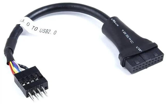Main image of UsB 3.0 to UsB 2.0 adapter cable, 20-pin to 9-pin motherboard UsB conversion cable forcomputer, with needle guard plate.