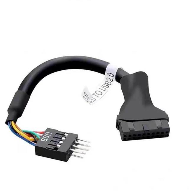 Alt view image 2 of 5 - UsB 3.0 to UsB 2.0 adapter cable, 20-pin to 9-pin motherboard UsB conversion cable forcomputer, with needle guard plate.