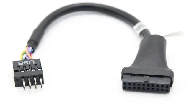 Alt view image 3 of 5 - UsB 3.0 to UsB 2.0 adapter cable, 20-pin to 9-pin motherboard UsB conversion cable forcomputer, with needle guard plate.