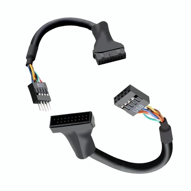 Alt view image 4 of 5 - UsB 3.0 to UsB 2.0 adapter cable, 20-pin to 9-pin motherboard UsB conversion cable forcomputer, with needle guard plate.
