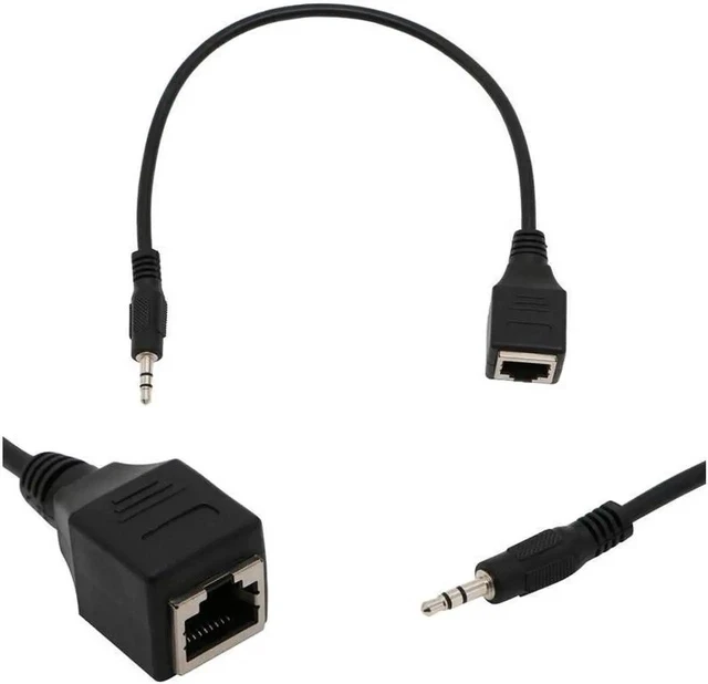 Alt view image 3 of 4 - 3.5mm Male Jack TRS Audio Cable To RJ45 Socket Ethernet Adapter Wire 1pc