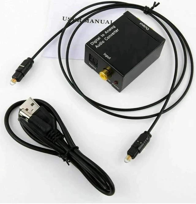 Alt view image 2 of 6 - 3.5mm Digital to Analog Audio Converter Adapter W/ Fiber Cable RCA Out optical