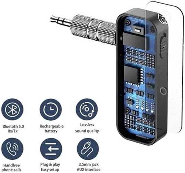 Alt view image 7 of 7 - Bluetooth 5.0 Adapter 3.5mm Jack Aux Receiver, 2-in-1 Wireless Transmitter & Receiver for iPod Touch (7th Generation), Streaming Audio of TV, PC, Speaker, Headphones, Car, Home Stereo