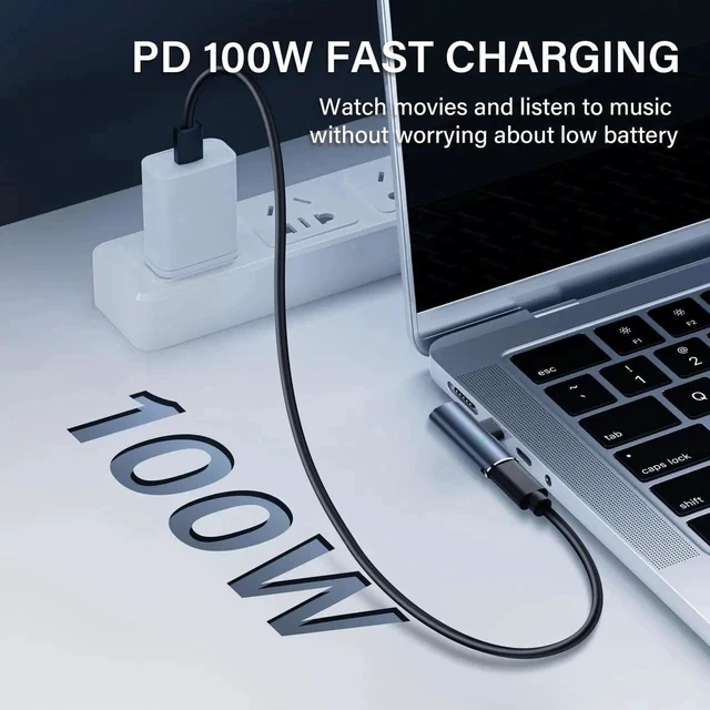 Alt view image 7 of 7 - USB C 2 in1 Headphone Adapter USB3.2 100W PD Fast Charge + Audio + 10Gbps Fast Data Transfer USB C to Type-C Audio Adapter Compatible with LaptopsMacBookTablets-Gray