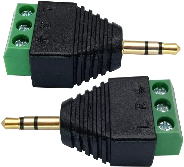 Alt view image 7 of 7 - 3 Pole 3.5mm Screw Terminal 3.5mm (1/8) Stereo Audio Male to 3 Pin Female Screw Terminal Double Track Headphone Balun Solderless Converter Adapter(5 Pack/Male)