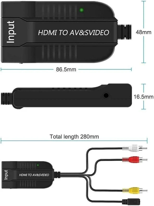 Alt view image 3 of 5 - HDMI to AV and S-Video Converter HDMI to Male CVBS Audio Video Converter Adapter