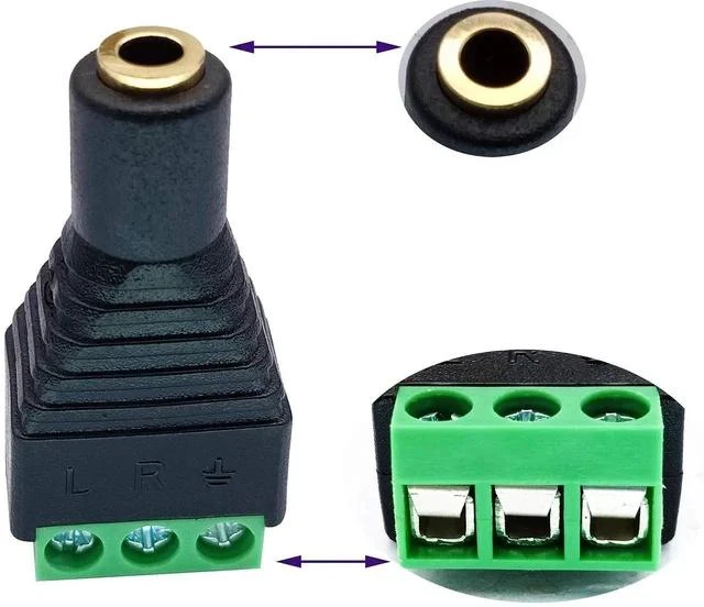 Alt view image 3 of 6 - 3 Pole 3.5mm Screw Terminal 3.5mm (1/8) Stereo Audio Female to 3 Pin Female Screw Terminal Double Track Headphone Balun Solderless Converter Adapter(5 Pack/Female)