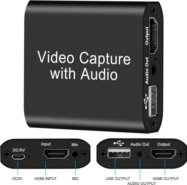 Alt view image 5 of 7 - Audio Video Capture Card with Mic, 4K HDMI Loop-Out & 1080P 60FPS Video Recorder for Gaming/Live Streaming/Broadcasting/Video Conferences, Works with Nintendo Switch/PS4/PS5/Xbox/OBS/Camera/PC