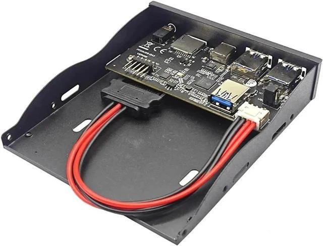 Main image of 3.5 Inch Floppy Bay Front Panel Hub, USB3.2 Gen1 5Gbps Type-C + 2×USB-A, SD/TF Card Reader & 4-Pole 3.5mm HD Audio Jack, Internal PC Case Expansion Adapter