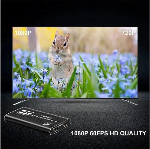 Alt view image 3 of 7 - 4K Audio Video Capture Card, USB 3.0 HDMI Video Capture Device, Full HD 1080P 60FPS for Game Recording, Live Streaming Broadcasting-Black