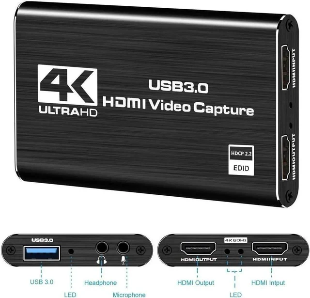 Alt view image 7 of 7 - 4K Audio Video Capture Card, USB 3.0 HDMI Video Capture Device, Full HD 1080P 60FPS for Game Recording, Live Streaming Broadcasting-Black