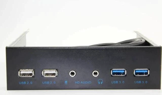 Main image of 5.25 Inch PC Front Panel USB Hub, 2 USB3.0 + 2 USB2.0, HD Audio & Mic Jack, 20Pin Header with 2FT Extension Cable for Desktop Computer Case