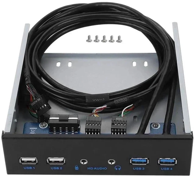 Alt view image 7 of 7 - 5.25 Inch PC Front Bay USB Expansion Panel, Internal Front Panel Hub with 2 USB3.0 + 2 USB2.0 Ports, HD Audio Jack, 19Pin USB Header Extension, Compatible with Windows XP/2003/Vista/2008 & All Windows