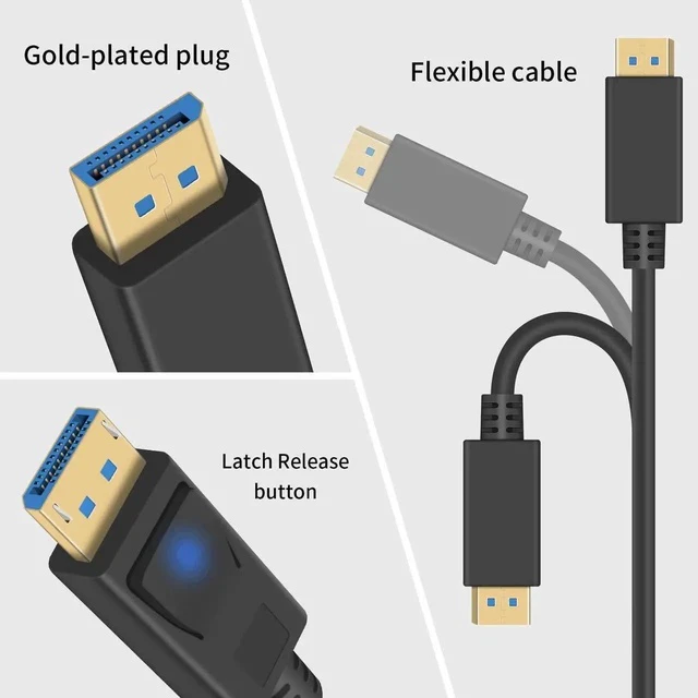 Alt view image 4 of 7 - 90 Degree Mini Displayport to Displayport Cable, Extreme Thin Down Angle Mini Dp Male to DP Male Cable with Gold-Plated for Gaming Monitor 1Ft