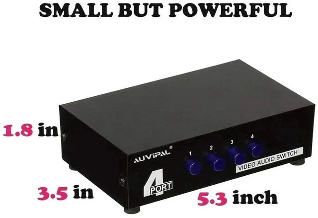 Alt view image 6 of 7 - 4-Way RCA Switch, 4 in 1 Out Composite Switcher, Video L/R Stereo Audio AV Selector Box for DVD VCR VHS AV Receiver PS2 Nintendo Game Consoles