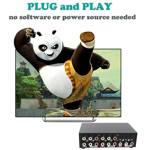 Alt view image 4 of 7 - 4-Way RCA Switch, 4 in 1 Out Composite Switcher, Video L/R Stereo Audio AV Selector Box for DVD VCR VHS AV Receiver PS2 Nintendo Game Consoles