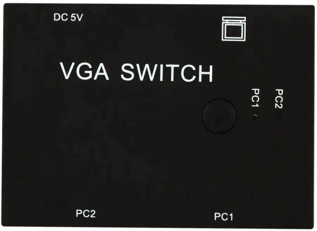 Alt view image 3 of 7 - 2 Port VGA SVGA Monitor Sharing Switch Box 2-in 1-Out for LCD PC TV Monitor