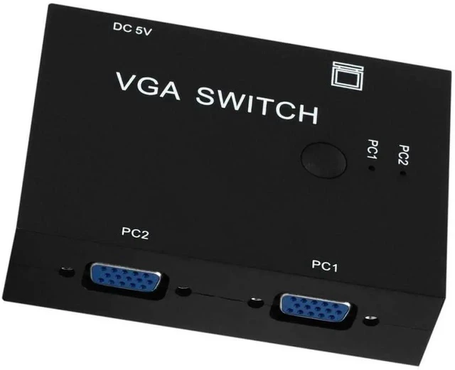 Alt view image 4 of 7 - 2 Port VGA SVGA Monitor Sharing Switch Box 2-in 1-Out for LCD PC TV Monitor