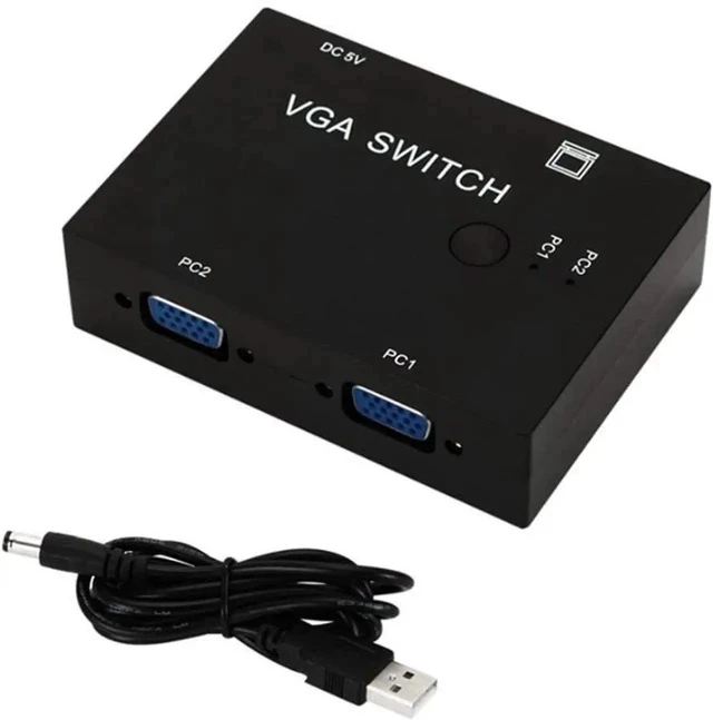Alt view image 6 of 7 - 2 Port VGA SVGA Monitor Sharing Switch Box 2-in 1-Out for LCD PC TV Monitor