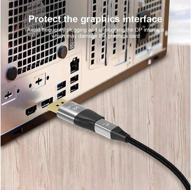 Alt view image 2 of 6 - Mini DP to DisplayPort 8K Converter 8K(7680x4320)@60Hz 4K@144Hz DisplayPort 1.4 Bi-Directional Transmission DisplayPort Male to Mini DisplayPort Female 8K Adapter