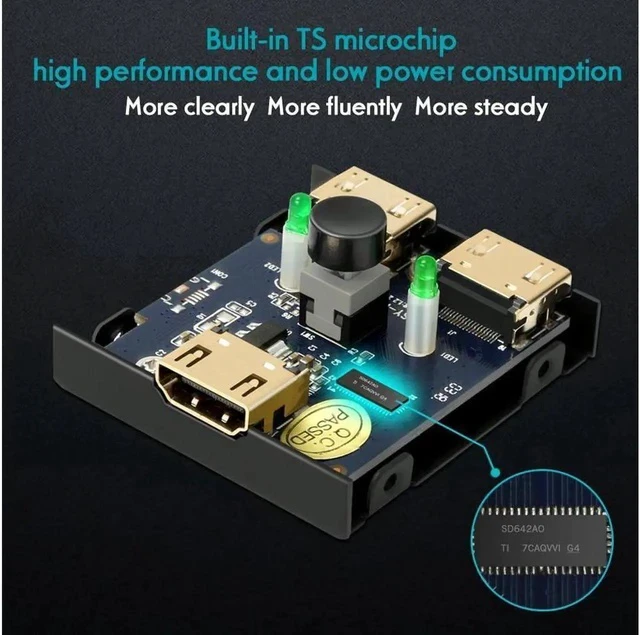 Alt view image 5 of 7 - Hdmi Switch 1x2 4K hdmi Switcher Dual Monitor 2 in 1 Out or 1 in 2 Out HDMI Bi-Directional Switcher 4Kx2K@60HZ Duplicating Video and Audio for Full Ultra HD 1080P 3D