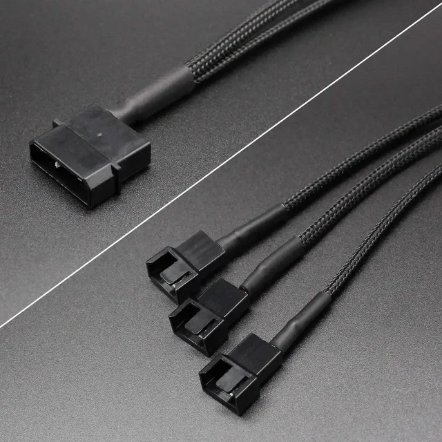 Alt view image 4 of 5 - 10 Inch Molex to 3 Way 3Pin/4Pin PC Case Fan Splitter Cable, 4Pin LP4 Molex to Triple Fan Power Adapter (2 Pack)