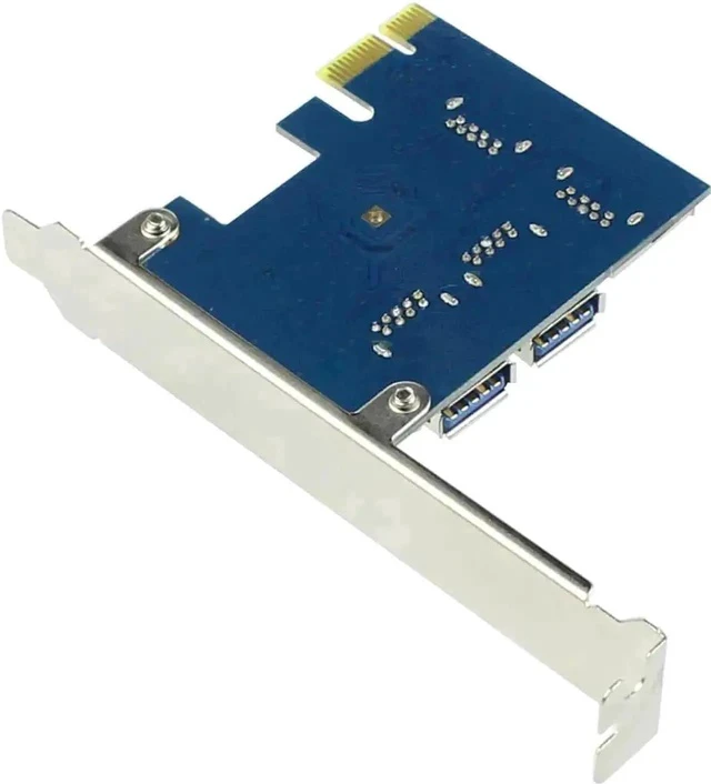 Alt view image 4 of 5 - PCIe 1X to 4 PCIe 16X Riser Card USB3.0 External PCI-e Port Multiplier Adapter for Bitcoin Mining Rig