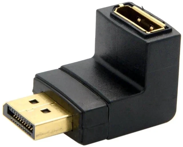 Alt view image 4 of 6 - Downward 90° DisplayPort Male to Female Adapter, DP Extension Connector Supports 4K@60Hz