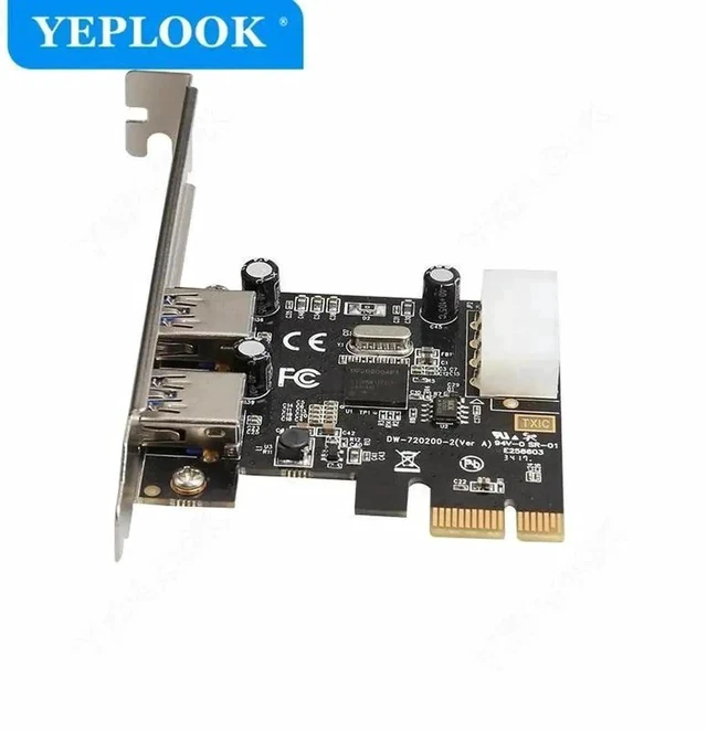 Alt view image 3 of 6 - PCIe 1X to 2-Port USB3.0 Expansion Card with IDE 4Pin Power Port, 5Gbps High Speed PCI Express Riser Adapter Built-in NEC720200 Controller Chip