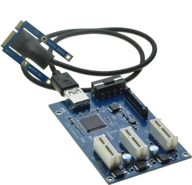 Alt view image 2 of 6 - Mini PCIe to 3 PCIe 1X Riser Card Mini ATX Laptop PCI-e Port Multiplier Expansion Adapter
