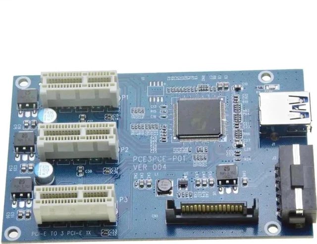 Alt view image 3 of 6 - Mini PCIe to 3 PCIe 1X Riser Card Mini ATX Laptop PCI-e Port Multiplier Expansion Adapter