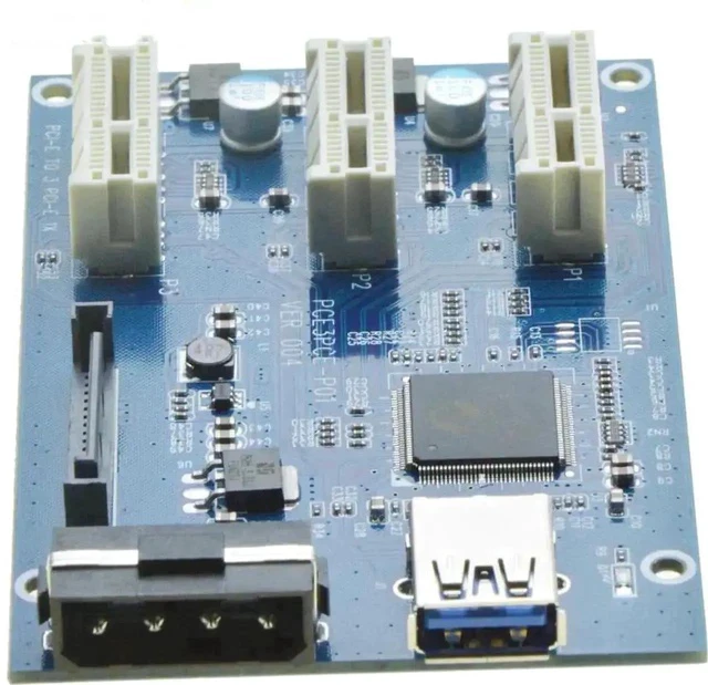 Alt view image 5 of 6 - Mini PCIe to 3 PCIe 1X Riser Card Mini ATX Laptop PCI-e Port Multiplier Expansion Adapter