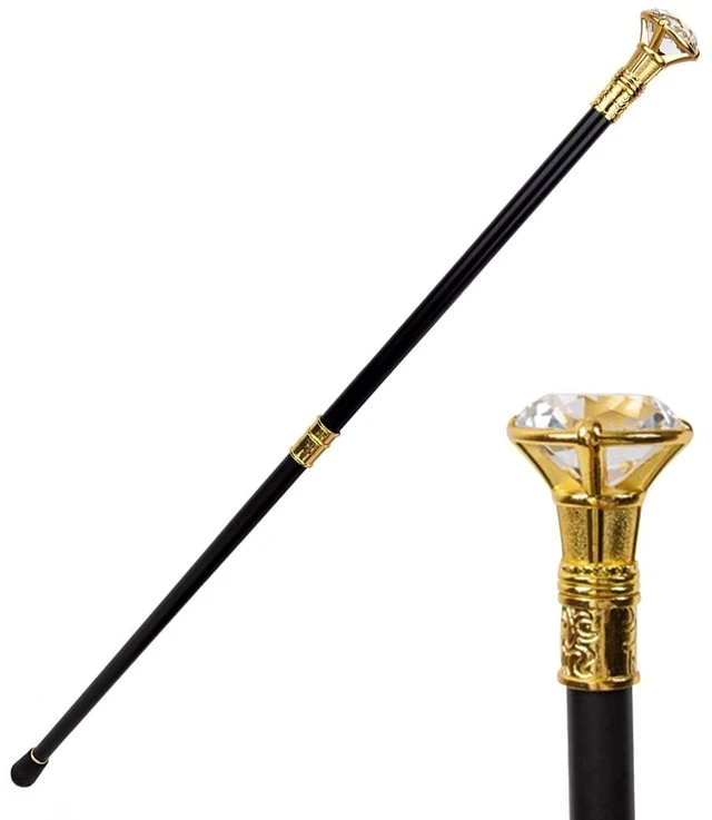 Main image of Metal Walking Stick Crystal Diamond Head 35.8 Inch Scepter Royal Crystal King Walking Stick New Year's Eve Performance Props(Glod)