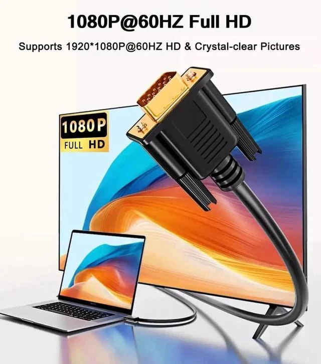 Alt view image 4 of 7 - 6FT USB C to VGA Cable 1080P@60Hz, Thunderbolt 3/4 Compatible Type-C to VGA Video Converter Cord, Gold-Plated Connector Compatible with MacBook Air, iPad Pro, iPhone 15/16, iMac, XPS, Surface, 5 Pack