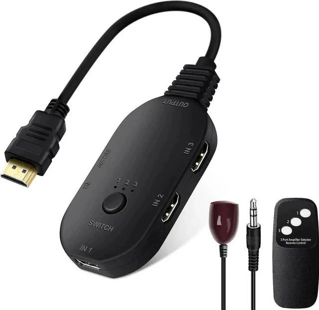 Main image of 3 in 1 Out 8K UHD HDMI 2.1 Switch with IR Remote, 3-Port HDMI Switch Box Hub, Support 8K@60Hz, 3D, 1080P, HDCP 2.3, Compatible with PS5, PS4, Xbox, DVD Player, Fire Stick, TV, PC, Projector