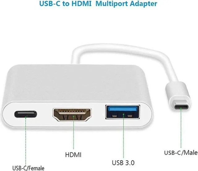 Alt view image 3 of 5 - USB-C Multiport Adapter with DP Alt Mode, USB Type-C to 4K HDMI + USB 3.0 + USB-C PD 20V 5A Charging Port Converter, Compatible with MacBook, Chromebook, Galaxy S8/S9, Yoga 900, XPS 13
