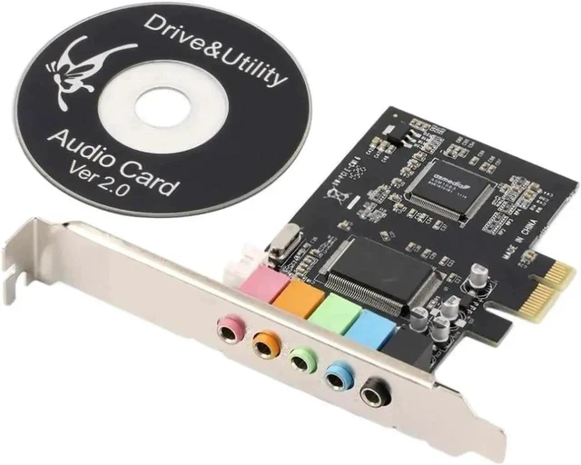 Alt view image 3 of 5 - PCI-E x1 5.1 Channel Digital Sound Card with CMI8738 Chipset, Solid Capacitors PCIe Internal Audio Card for Desktop PC, Supports 3D Surround, Recording & Playback