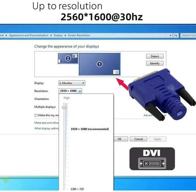 Alt view image 3 of 7 - DVI EDID Virtual Display Dummy Plug, Headless Ghost Display Emulator Supports 2560x1600@60Hz for Remote PC, Mining and Server