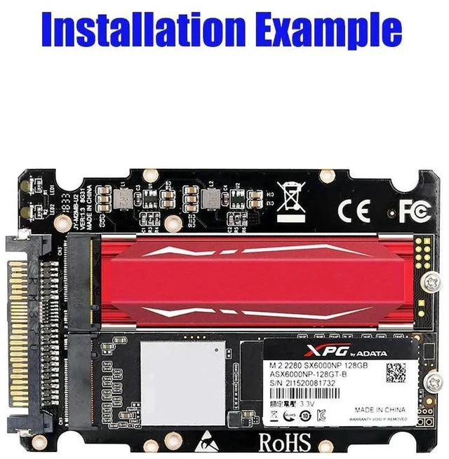 Alt view image 3 of 7 - NGFF M.2 to U.2 SFF-8639 Adapter, PCIe M.2 Converter Supports M Key & Key B SSD, M2 NVMe SATA to U.2 Drive Converter for Desktop PC Workstation Server