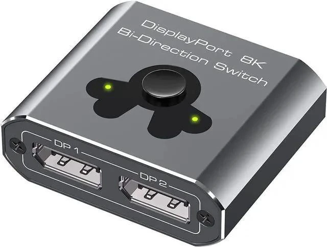 Main image of DP 1.4 Bi-Directional DisplayPort Switch, 8K@60Hz 4K@120Hz 2 in 1 Out / 1 in 2 Out DP Selector Splitter Box, Manual One-Touch Switch Compatible with PC, Laptop, Monitor, Projector, HD TV