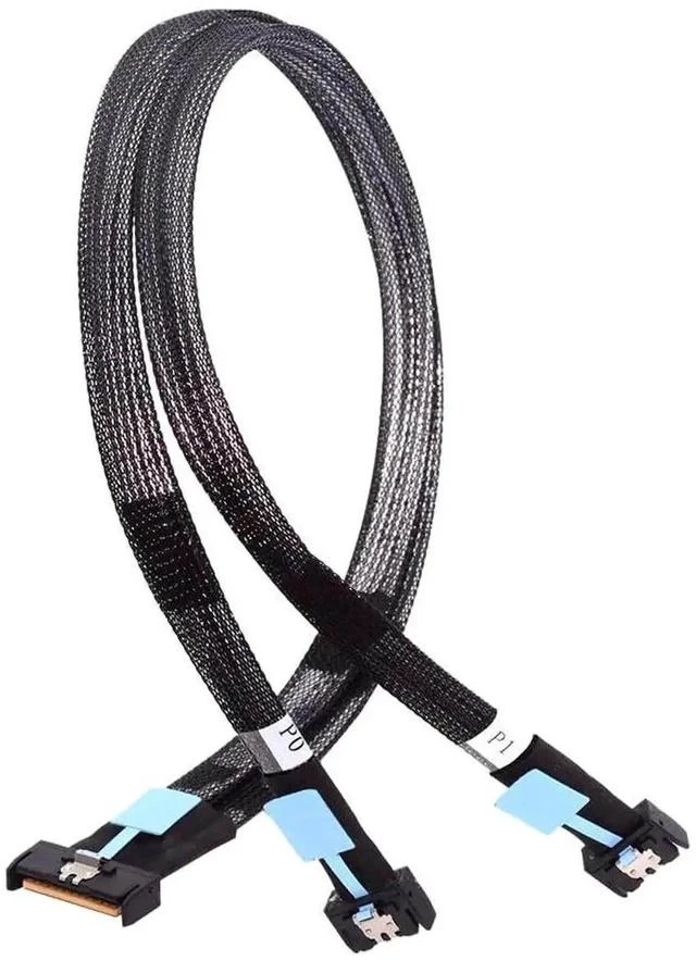 Main image of PCIe 5.0 MCIO STR 74Pin 8i Male to Dual 38Pin MCIO Male Splitter Extension Cable, 50cm Mini Cool Edge IO Data Cable