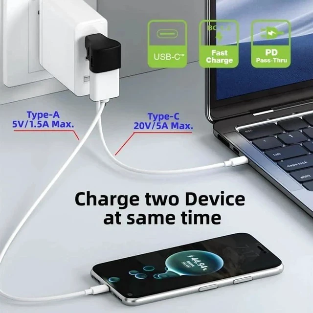 Alt view image 4 of 7 - 90-Degree Angled USB 3.0 Type-C Male Splitter Adapter, 1-in-3-out Type-C to Dual USB-A Female + Type-C Female OTG Hub, 10Gbps Data & 100W PD Charging Converter for Steam Deck, Laptops, Tablets, Smartp