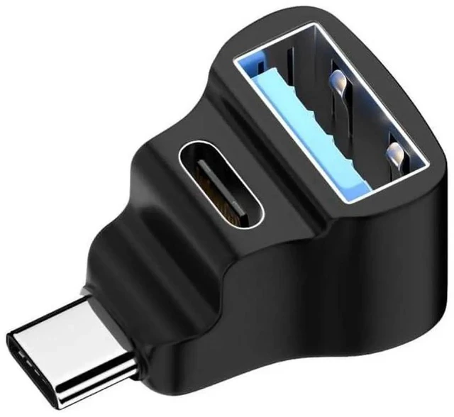 Alt view image 6 of 7 - 90-Degree Angled USB 3.0 Type-C Male Splitter Adapter, 1-in-3-out Type-C to Dual USB-A Female + Type-C Female OTG Hub, 10Gbps Data & 100W PD Charging Converter for Steam Deck, Laptops, Tablets, Smartp