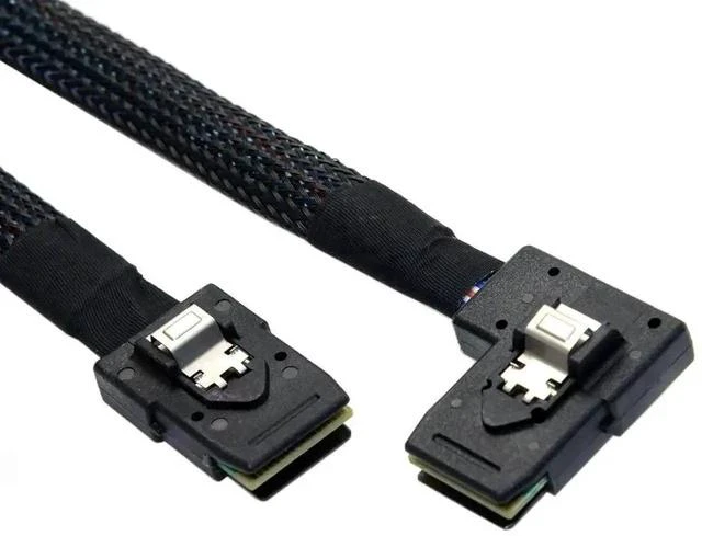 Main image of 80cm Ultra Slim Flat Left 90 Degree Angled SFF-8087 to SFF-8087 Mini SAS 36Pin Server RAID Data Cable