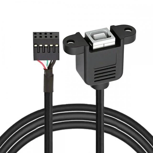 Main image of USB 2.0 Motherboard 9/10Pin Header to Type-B Female Panel Mount Cable with Lock Nuts for Industrial Equipment Chassis