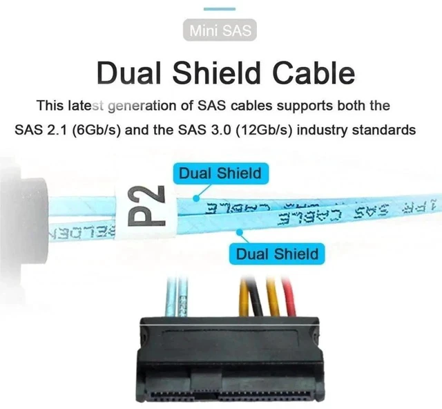 Alt view image 7 of 7 - SFF-8654 4i 38Pin PCIe 4.0 Slimline SAS Fanout Cable, SFF-8654 Host to 4×SFF-8482 29Pin SAS Hard Drive Conversion RAID Cable for Server Storage