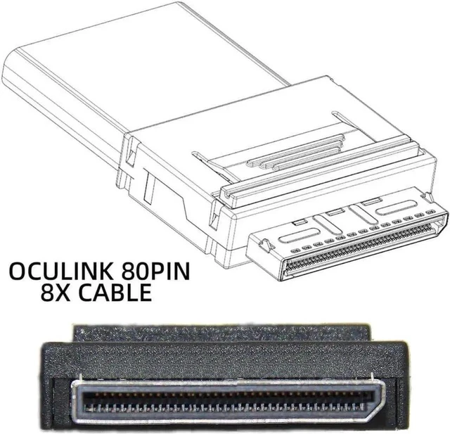 Alt view image 2 of 3 - 100cm Active OCuLink Splitter Cable, SFF-8611 8x 8-Lane Male to Dual SFF-8643 HD 4x Male PCIe Data Cable for NVMe SSD Server Storage